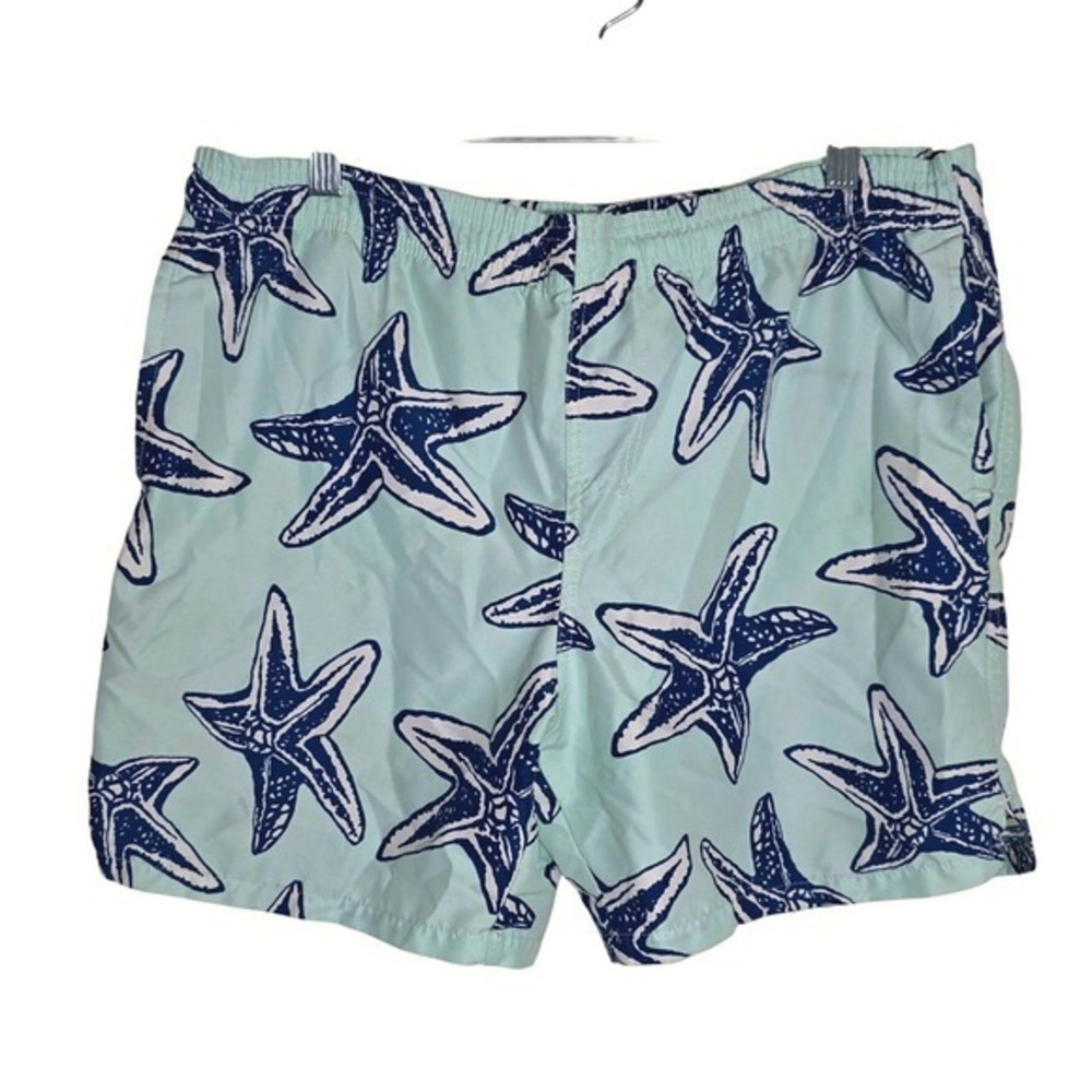 RS Surf Swim Trunks Mens Size S Mint Green Navy Starfish Nautical Beach Good - Picture 3 of 8